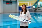 21 May 2018; Claire Bergin in attendance at the Dublin 2018 World Para Swimming Allianz European Championships Ticket Launch at the National Aquatic Centre in Dublin. Tickets for the Dublin2018 World Para Swimming Allianz European Championships are now on sale at www.paralympics.ie Paralympians Ellen Keane and Nicole Turner joined #Dublin2018 Ambassadors Rory’s Stories and Claire Bergin to launch the ticket sales platform. Photo by David Fitzgerald/Sportsfile