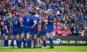 19 May 2018; The Leinster team huddle during the Guinness PRO14 semi-final match between Leinster and Munster at the RDS Arena in Dublin. Photo by Brendan Moran/Sportsfile
