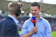 19 May 2018; Jonathan Sexton of Leinster speaks to Sky Sports at half-time of the Guinness PRO14 semi-final match between Leinster and Munster at the RDS Arena in Dublin. Photo by Brendan Moran/Sportsfile