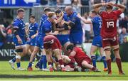 19 May 2018; Leinster players celebrate after Max Deehan, centre, won a penalty in the final play of the game during the Guinness PRO14 semi-final match between Leinster and Munster at the RDS Arena in Dublin. Photo by Brendan Moran/Sportsfile