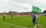 19 May 2018; The Armagh and Fermanagh teams on parade before the Ulster GAA Football Senior Championship Quarter-Final match between Fermanagh and Armagh at Brewster Park in Enniskillen, Fermanagh. Photo by Oliver McVeigh/Sportsfile