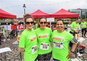 20 May 2018; Runners, from left, Sarah Conroy, Marlene O'Neill and Priscilla Pereira the SPAR Streets of Dublin 5K at the CHQ Building in Dublin. Photo by David Fitzgerald/Sportsfile