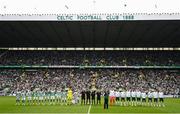 20 May 2018; Celtic and Republic of Ireland players line up prior to Scott Brown's testimonial match between Celtic and Republic of Ireland XI at Celtic Park in Glasgow, Scotland. Photo by Stephen McCarthy/Sportsfile