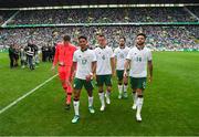 20 May 2018; Republic of Ireland players, from left, Colin Doyle, Callum Robinson, Graham Burke, Greg Cunningham and Derrick Williams following the Scott Brown's testimonial match between Celtic and Republic of Ireland XI at Celtic Park in Glasgow, Scotland. Photo by Stephen McCarthy/Sportsfile