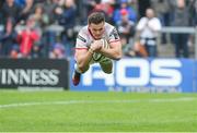 20 May 2018; Jacob Stockdale of Ulster score his side's fouth try during the Guinness PRO14 European Play-Off match between Ulster and Ospreys at Kingspan Stadium in Belfast. Photo by John Dickson/Sportsfile