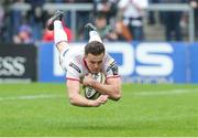 20 May 2018; Jacob Stockdale of Ulster score his side's fouth try during the Guinness PRO14 European Play-Off match between Ulster and Ospreys at Kingspan Stadium in Belfast. Photo by John Dickson/Sportsfile