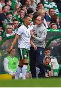 20 May 2018; Republic of Ireland manager Martin O'Neill speaks to Graham Burke during Scott Brown's testimonial match between Celtic and Republic of Ireland XI at Celtic Park in Glasgow, Scotland. Photo by Stephen McCarthy/Sportsfile