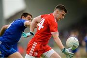 20 May 2018; Connor McAliskey of Tyrone in action against Drew Wylie of Monaghan during the Ulster GAA Football Senior Championship Quarter-Final match between Tyrone and Monaghan at Healy Park in Tyrone. Photo by Oliver McVeigh/Sportsfile