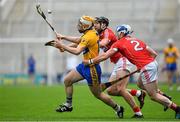 20 May 2018; Conor McGrath of Clare in action against Mark Ellis and Sean O'Donoghue of Cork during the Munster GAA Hurling Senior Championship Round 1 match between Cork and Clare at Páirc Uí Chaoimh in Cork. Photo by Brendan Moran/Sportsfile