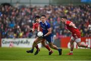 20 May 2018; Niall Kearns of Monaghan in action against Leo Brennan of Tyrone during the Ulster GAA Football Senior Championship Quarter-Final match between Tyrone and Monaghan at Healy Park in Tyrone. Photo by Philip Fitzpatrick/Sportsfile