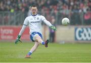 20 May 2018; Rory Beggan of Monaghan scores a point from a 45 metre kick during the Ulster GAA Football Senior Championship Quarter-Final match between Tyrone and Monaghan at Healy Park in Tyrone. Photo by Oliver McVeigh/Sportsfile