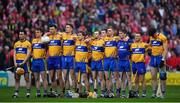 20 May 2018; The Clare team stand for the National Anthem prior to the Munster GAA Hurling Senior Championship Round 1 match between Cork and Clare at Páirc Uí Chaoimh in Cork. Photo by Brendan Moran/Sportsfile