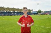 19 May 2018; Munster  mascot Luke Darcy, from Limerick, ahead of the Guinness PRO14 semi-final match between Leinster and Munster at the RDS Arena in Dublin. Photo by Ramsey Cardy/Sportsfile