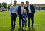 19 May 2018; Matchday mascot Amy Bradford, from Goatstown, Dublin, with Leinster players Jonathan Sexton, Peter Dooley and Tom Daly ahead of the Guinness PRO14 semi-final match between Leinster and Munster at the RDS Arena in Dublin. Photo by Ramsey Cardy/Sportsfile