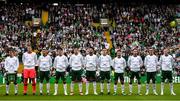 20 May 2018; Republic of Ireland players prior to Scott Brown's testimonial match between Celtic and Republic of Ireland XI at Celtic Park in Glasgow, Scotland. Photo by Stephen McCarthy/Sportsfile