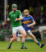 20 May 2018; Emmet McEvoy of Limerick in action against Conor O'Dwyer of Tipperary during the Electric Ireland Munster GAA Hurling Minor Championship Round 1 match between Limerick and Tipperary at the Gaelic Grounds in Limerick. Photo by Ray McManus/Sportsfile
