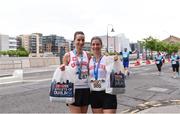 20 May 2018; Runners Maria Kennedy, left, and Celine Bonce following the SPAR Streets of Dublin 5K at the CHQ Building in Dublin. Photo by David Fitzgerald/Sportsfile