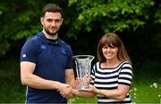 21 May 2018; Josh Murphy of Leinster is presented with the Bank of Ireland Leinster Rugby Player of the Month for March by Sharon Woods, Sponsorship Executive, Bank of Ireland, at Leinster Rugby Headquarters in Dublin. Photo by Brendan Moran/Sportsfile