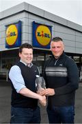 21 May 2018; The Lidl/Irish Daily Star Manager of the Month for April was announced today as Mayo’s Peter Leahy. Under Peter’s stewardship, Mayo beat 2017 winners Cork to qualify for the recent Lidl National League Division 1 final against Dublin. Pictured is Peter Leahy, who was presented with his award by Lidl Mullingar Store Manager Tony Kelly at Lidl in Mullingar, Co Westmeath. Photo by Harry Murphy/Sportsfile