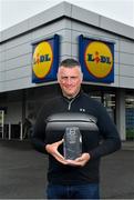 21 May 2018; The Lidl/Irish Daily Star Manager of the Month for April was announced today as Mayo’s Peter Leahy. Under Peter’s stewardship, Mayo beat 2017 winners Cork to qualify for the recent Lidl National League Division 1 final against Dublin. Pictured is Peter Leahy with his award at Lidl in Mullingar, Co Westmeath. Photo by Harry Murphy/Sportsfile