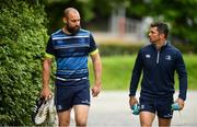 22 May 2018; Scott Fardy, left, and Rob Kearney arrive ahead of Leinster Rugby squad training at UCD in Belfield, Dublin. Photo by Sam Barnes/Sportsfile