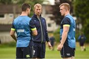 22 May 2018; Leinster head coach Leo Cullen in conversation with Jonathan Sexton, left, and Dan Leavy during Leinster Rugby squad training at UCD in Belfield, Dublin. Photo by Sam Barnes/Sportsfile