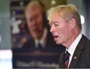 22 May 2018; Special Guest Joanne O'Riordan today launched the gala tribute dinner to honour and celebrate the life and times of Micheál Ó Muircheartaigh, one of Ireland's most popular and much loved sons. The dinner takes place on Saturday 22nd September 2018, at the Clayton hotel, Burlington Road, Dublin, with all proceeds from the night going towards IT Tralee Foundation to help complete the Institute's €16.5m Kerry Sports Academy. Pictured speaking is Micheál Ó Muircheartaigh, at Croke Park, Dublin. Photo by Seb Daly/Sportsfile