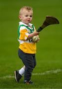 20 May 2018; Offaly supporter Kyle Broderick, age 2, from Bracknagh plays on the pitch at half-time during the Leinster GAA Hurling Senior Championship Round 2 match between Kilkenny and Offaly at Nowlan Park in Kilkenny. Photo by Piaras Ó Mídheach/Sportsfile
