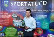 22 May 2018; Gary O’Neill pictured with the Varsity Team of the Year award at the Bank of Ireland AUC Sports Awards 2018 at UCD in Dublin. Photo by David Fitzgerald/Sportsfile