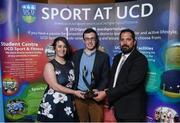 22 May 2018; Bank of Ireland Club Event of the Year Award presented by Gavin Leech, Bank of Ireland Montrose Branch Manager, to UCD Canoe Club, at the Bank of Ireland AUC Sports Awards 2018 at UCD in Dublin. Photo by David Fitzgerald/Sportsfile