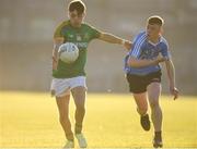 23 May 2018; Brian O'Hanlon of Meath in action against Josh Bannon of Dublin during the Electric Ireland Leinster GAA Football Minor Championship Round 2 match between Meath and Dublin at Páirc Tailteann in Navan, Co Meath. Photo by Barry Cregg/Sportsfile