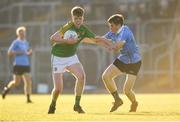 23 May 2018; Mathew Costello of Meath in action against Rory Dwyer of Dublin during the Electric Ireland Leinster GAA Football Minor Championship Round 2 match between Meath and Dublin at Páirc Tailteann in Navan, Co Meath. Photo by Barry Cregg/Sportsfile