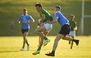 23 May 2018; Conor O'Brien of Meath in action against Josh Bannon of Dublin during the Electric Ireland Leinster GAA Football Minor Championship Round 2 match between Meath and Dublin at Páirc Tailteann in Navan, Co Meath. Photo by Barry Cregg/Sportsfile
