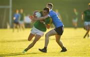 23 May 2018; Conor O'Brien of Meath in action against Josh Bannon of Dublin during the Electric Ireland Leinster GAA Football Minor Championship Round 2 match between Meath and Dublin at Páirc Tailteann in Navan, Co Meath. Photo by Barry Cregg/Sportsfile