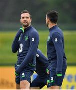24 May 2018; Shane Duffy, left, and Shane Long during a Republic of Ireland squad training session at the FAI National Training Centre in Abbotstown, Dublin. Photo by Seb Daly/Sportsfile
