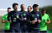 25 May 2018; Harry Arter, left, and John Egan during a Republic of Ireland squad training session at the FAI National Training Centre in Abbotstown, Dublin. Photo by Stephen McCarthy/Sportsfile