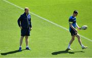 25 May 2018; Head coach Leo Cullen and Jonathan Sexton during the Leinster captains run at the Aviva Stadium in Dublin. Photo by Ramsey Cardy/Sportsfile