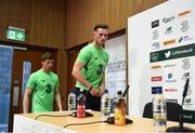 25 May 2018; Alan Browne, right, and Conor O'Malley during a Republic of Ireland press conference at the FAI National Training Centre in Abbotstown, Dublin. Photo by Stephen McCarthy/Sportsfile