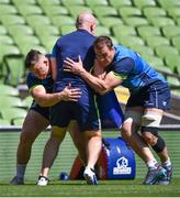 25 May 2018; Rhys Ruddock, right, and Andrew Porter during the Leinster captains run at the Aviva Stadium in Dublin. Photo by David Fitzgerald/Sportsfile