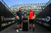 25 May 2018; Leinster captain Isa Nacewa, left, and Scarlets captain Ken Owens ahead of the Guinness PRO14 Final between Leinster and Scarlets at the Aviva Stadium in Dublin. Photo by Ramsey Cardy/Sportsfile