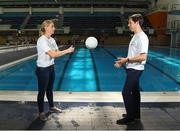 25 May 2018; Mayo Ladies Gaelic Football legend, Cora Staunton, and RTÉ broadcaster, Paul O’Flynn, were unveiled as ambassadors for the World Para Swimming Allianz European Championships which are due to be held in Dublin this August. Cora and Paul will now join Gordon D’Arcy, Jessie Barr, Niall Quinn, Amber Barrett, Rory O’Connor (Rory’s Stories) and Claire Bergin in the 50m Ambassdor challenge race. Pictured is Mayo Ladies Gaelic Football legend, Cora Staunton, and RTÉ broadcaster, Paul O’Flynn. National Aquatic Centre in Abbotstown, Dublin. Photo by Piaras Ó Mídheach/Sportsfile