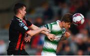 25 May 2018; Ronan Finn of Shamrock Rovers in action against Dan Byrne of Bohemians during the SSE Airtricity League Premier Division match between Bohemians and Shamrock Rovers at Dalymount Park in Dublin. Photo by Stephen McCarthy/Sportsfile
