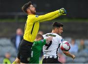 25 May 2018; Patrick Hoban of Dundalk in action against Evan Moran, left, and Conor Kenna of Bray Wanderers, centre, during the SSE Airtricity League Premier Division match between Dundalk and Bray Wanderers, at Oriel Park in Dundalk. Photo by Seb Daly/Sportsfile