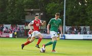 25 May 2018; Garry Buckley of Cork City in action against Lee Desmond of St Patrick's Athletic during the SSE Airtricity League Premier Division match between St Patrick's Athletic and Cork City at Richmond Park in Dublin. Photo by David Fitzgerald/Sportsfile