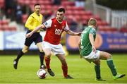 25 May 2018; Ryan Brennan of St Patrick's Athletic in action against Conor McCormack of Cork City during the SSE Airtricity League Premier Division match between St Patrick's Athletic and Cork City at Richmond Park in Dublin. Photo by David Fitzgerald/Sportsfile