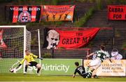25 May 2018; Ronan Finn of Shamrock Rovers shoots to score his side's first goal past Bohemians goalkeeper Shane Supple during the SSE Airtricity League Premier Division match between Bohemians and Shamrock Rovers at Dalymount Park in Dublin. Photo by Stephen McCarthy/Sportsfile