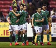 25 May 2018; Kieran Sadlier of Cork City celebrates after scoring his side's third goal with team mate Shane Griffin during the SSE Airtricity League Premier Division match between St Patrick's Athletic and Cork City at Richmond Park in Dublin. Photo by David Fitzgerald/Sportsfile
