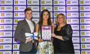 25 May 2018; The 2018 Lidl Teams of the Ladies National Football League awards were presented at Croke Park on Friday, May 25. The best players from the four divisions in the Lidl National Leagues have been selected, following nominations from opposition managers. Players receiving the most votes were selected in their positions on the Lidl Teams of the League. Muireann Atkinson of Monaghan is pictured receiving her Division 1 award from Ladies Gaelic Football Association President, Marie Hickey, and Lidl Ireland Sponsorship Manager, Jay Wilson. Croke Park, Dublin. Photo by Piaras Ó Mídheach/Sportsfile