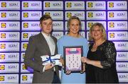 25 May 2018; The 2018 Lidl Teams of the Ladies National Football League awards were presented at Croke Park on Friday, May 25. The best players from the four divisions in the Lidl National Leagues have been selected, following nominations from opposition managers. Players receiving the most votes were selected in their positions on the Lidl Teams of the League. Karen Guthrie of Donegal is pictured receiving her Division 1 award from Ladies Gaelic Football Association President, Marie Hickey, and Lidl Ireland Sponsorship Manager, Jay Wilson. Croke Park, Dublin. Photo by Piaras Ó Mídheach/Sportsfile