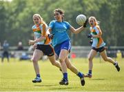 26 May 2018; Philomena Fogarty of University Hospital Waterford in action against Claire Clancy of Glanbia, Ballyragget, Kilkenny, during the LGFA Interfirms Blitz 2018 at Naomh Mearnóg GAA Club, Portmarnock, Dublin. This year seven companies competed for the top prize, while nine teams signed up to take part in a recreational blitz. Photo by Seb Daly/Sportsfile